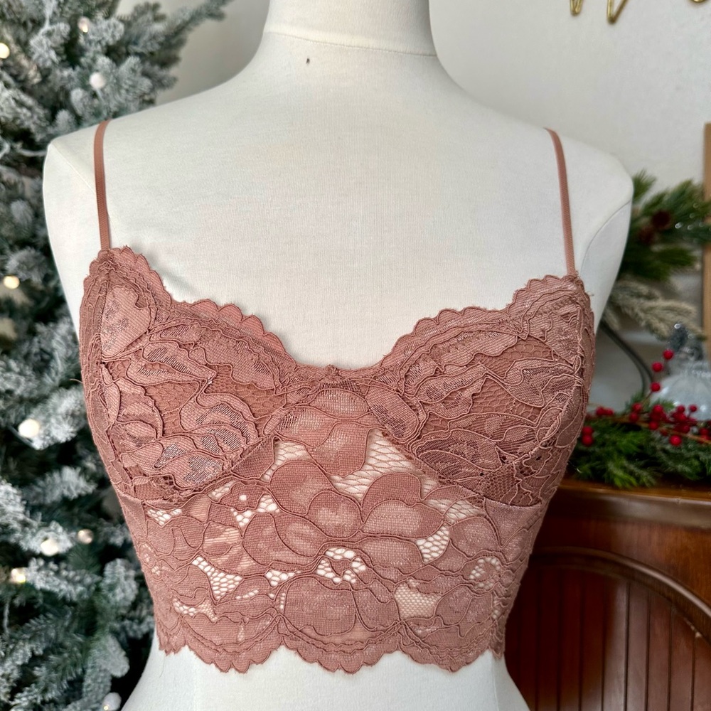 Zara Blush Lace Rose Bralette Size Small